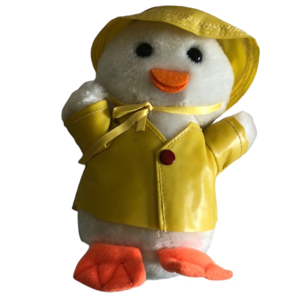 💛 7" Jerry Elsner White Duck / Chick - Yellow Rain Coat